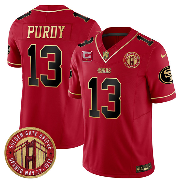 Men's San Francisco 49ers #13 Brock Purdy Red F.U.S.E. Golden Gate Bridge With 1-Star C Patch Scarlet Vapor Limited Stitched Football Jersey Men's San Francisco 49ers #13 Brock Purdy Red F.U.S.E. Golden Gate Bridge With 1-Star C Patch Scarlet Vapor Limited Stitched Football Jersey